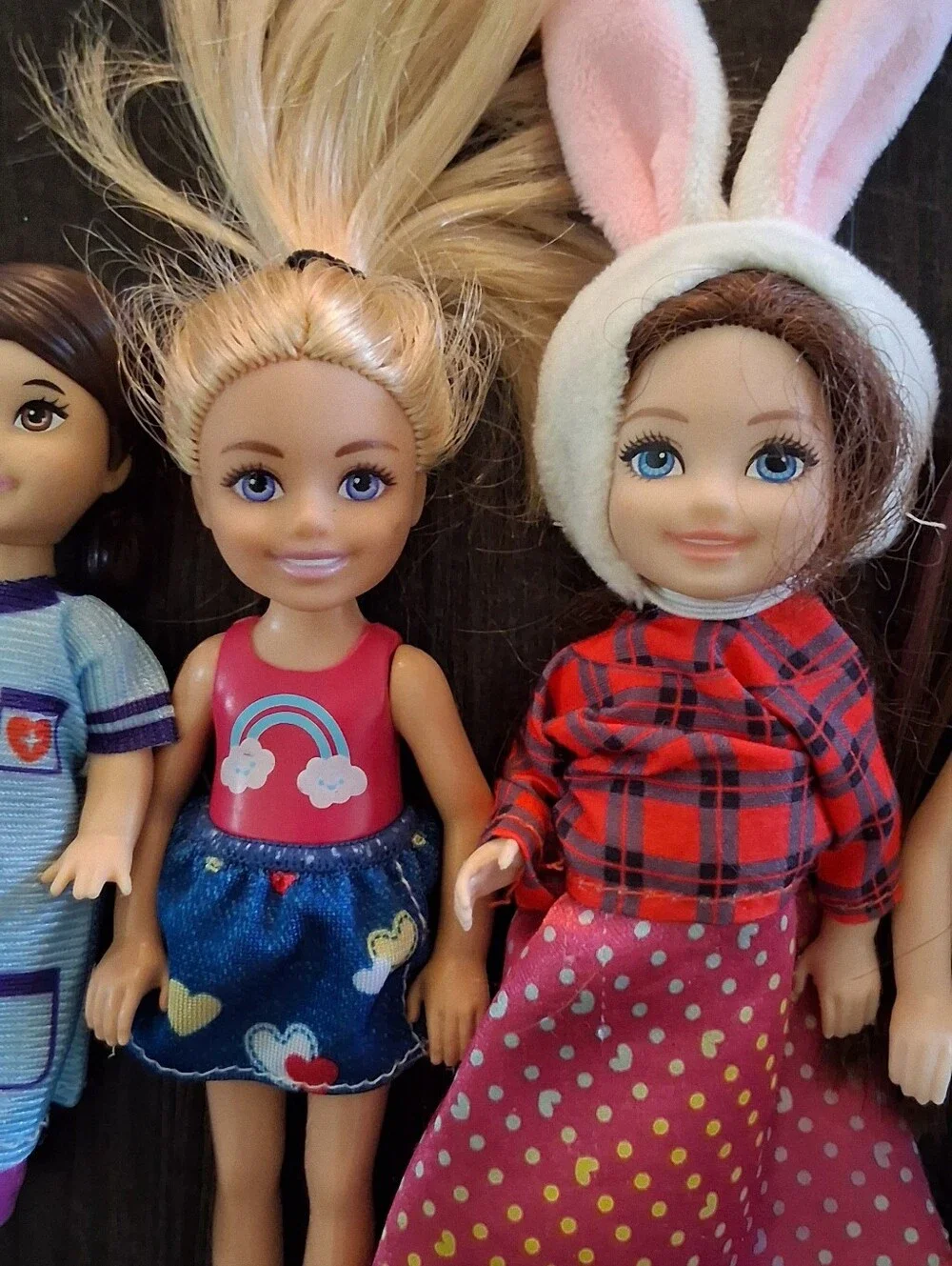 Chelsea Barbie Dolls Set - Pink, Blue, Red & White Outfits
